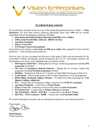 Introductory letter of Vision Enterprises
